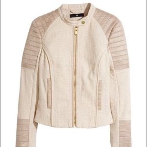H&M Tweed Linen & Suede Moto Jacket